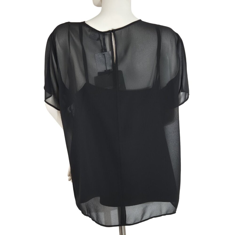 Marella Women's Top Blouse 2 Pc Size 8 Short Sleeve Black Round Neck NWT 12 - Picture 3 of 10